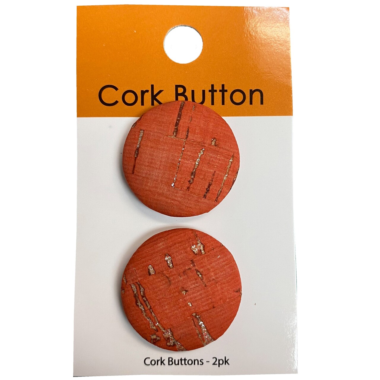 Belagio Cork Covered Button, 1" Diameter, 2 Piece, Solid Color, Red